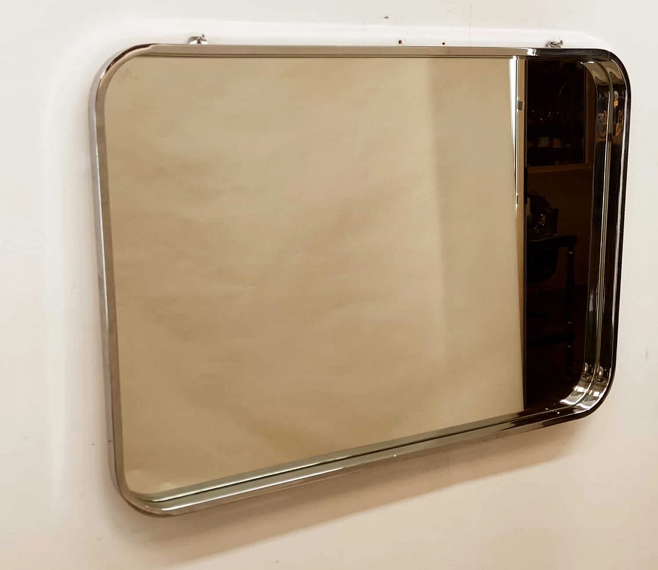 Specchio con cornice cromata, anni '70 1448831