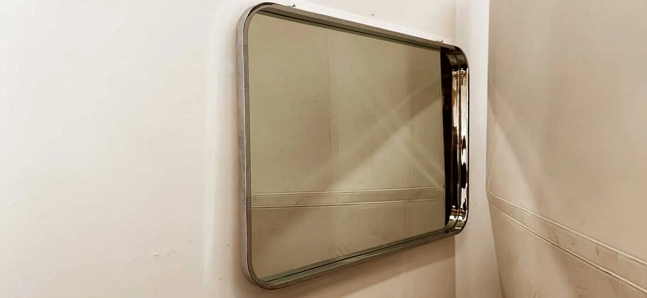 Specchio con cornice cromata, anni '70 1448832