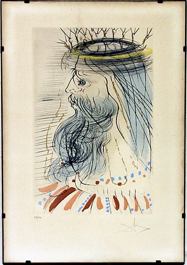 King Solomon colour etching by Salvador Dalí, 1960s