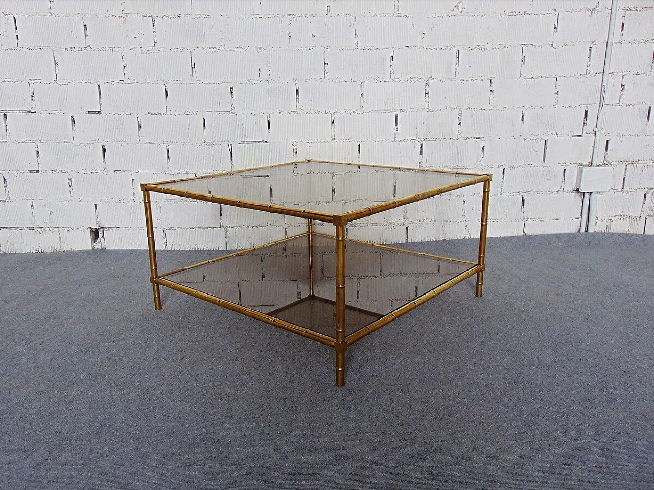 Brass coffee table with imitation bamboo work, 1940s 1448886