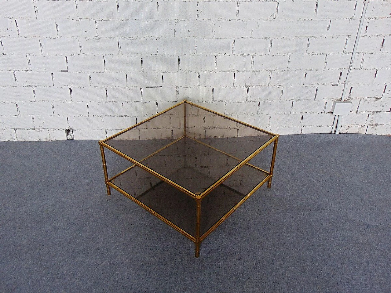 Brass coffee table with imitation bamboo work, 1940s 1448887