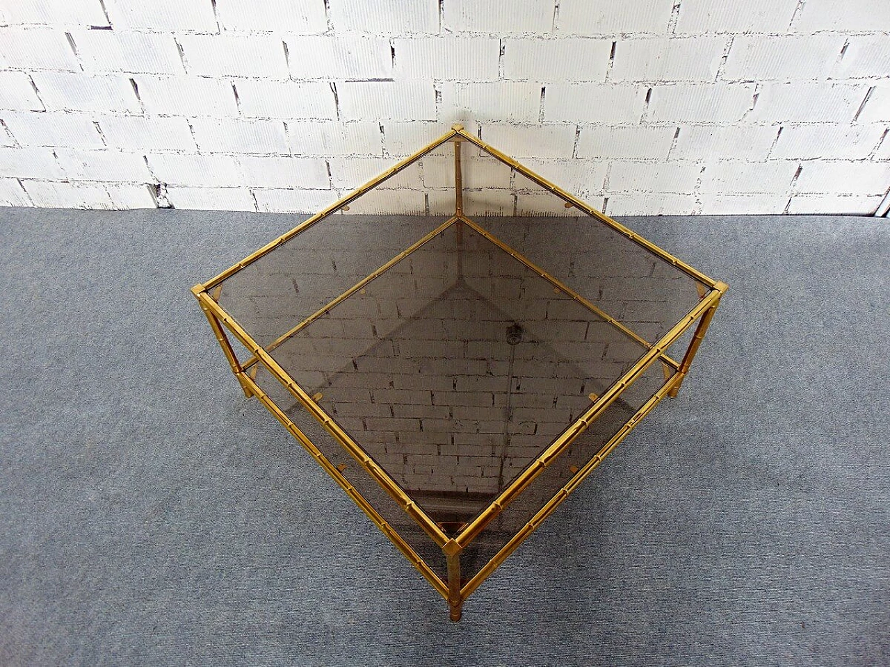 Brass coffee table with imitation bamboo work, 1940s 1448891