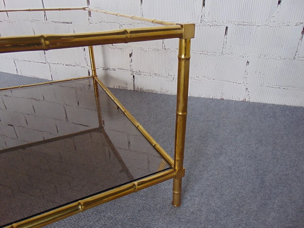 Brass coffee table with imitation bamboo work, 1940s 1448892