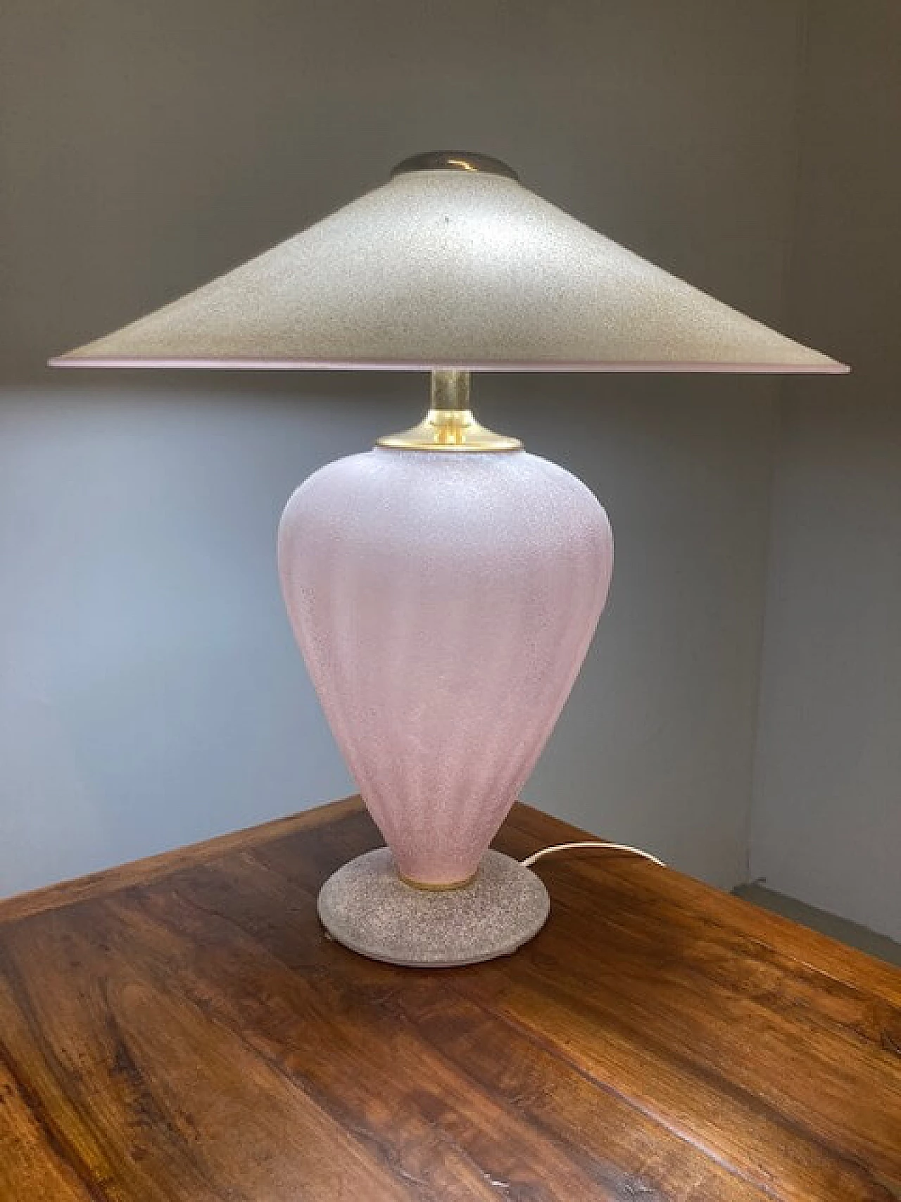 Lampada da tavolo in vetro di Murano lilla, anni '70 1449286