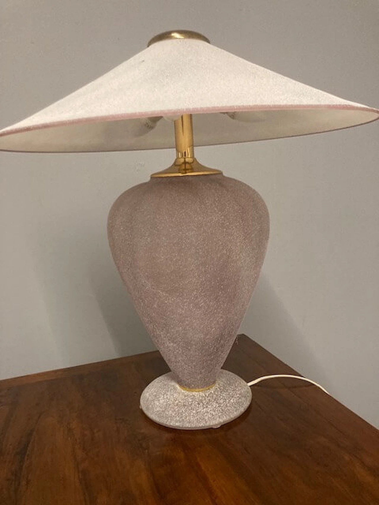 Lampada da tavolo in vetro di Murano lilla, anni '70 1449289