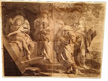 Print on paper glued on jute depicting the Resurrection of Christ