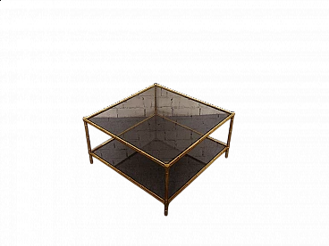 Brass coffee table with imitation bamboo work, 1940s