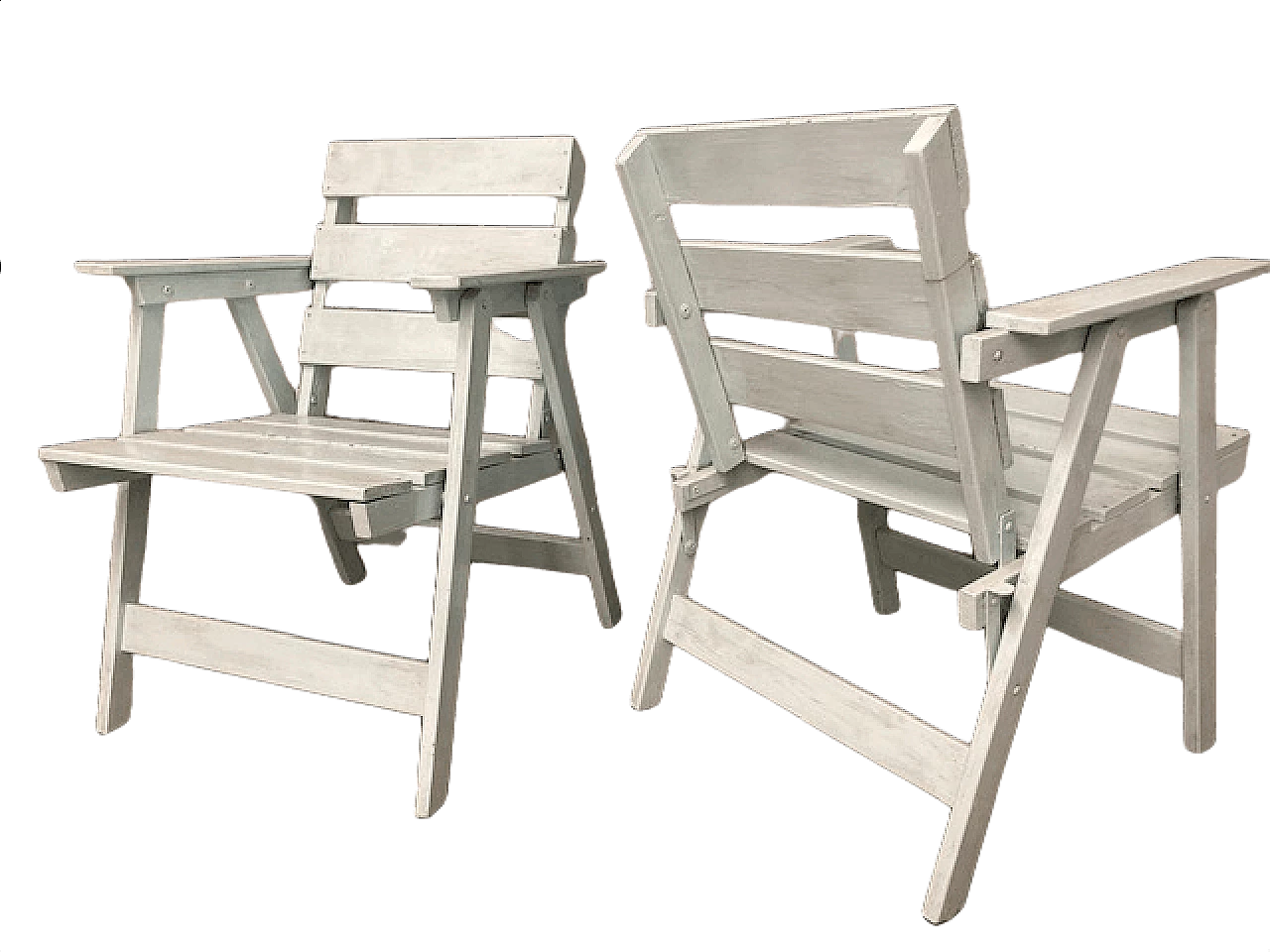 Pair of wooden outdoor armchairs, 1950s 1450380