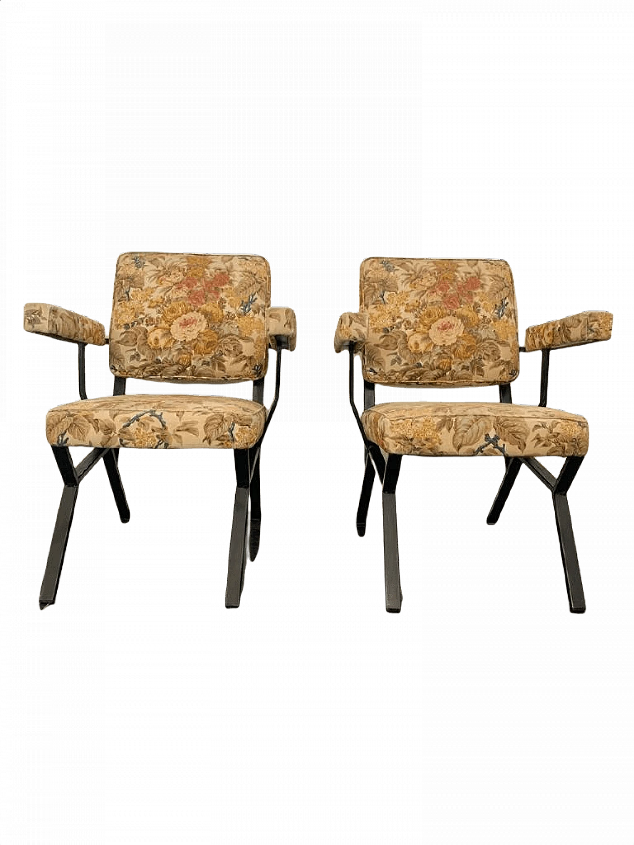 Pair of armchairs with painted metal profile, 1960s 1450454