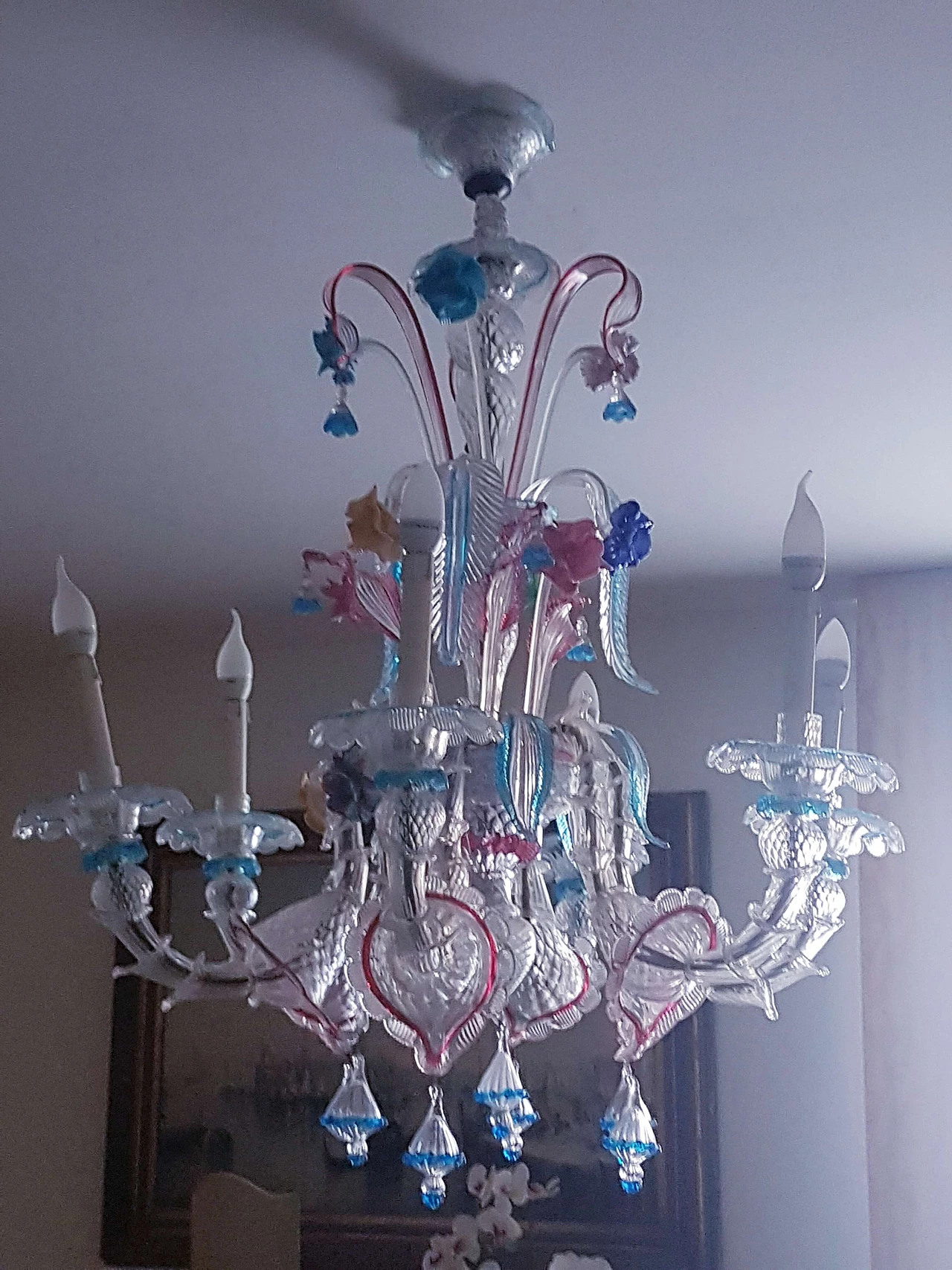 Lampadario ca' Rezzonico in vetro di Murano, '700 1450470