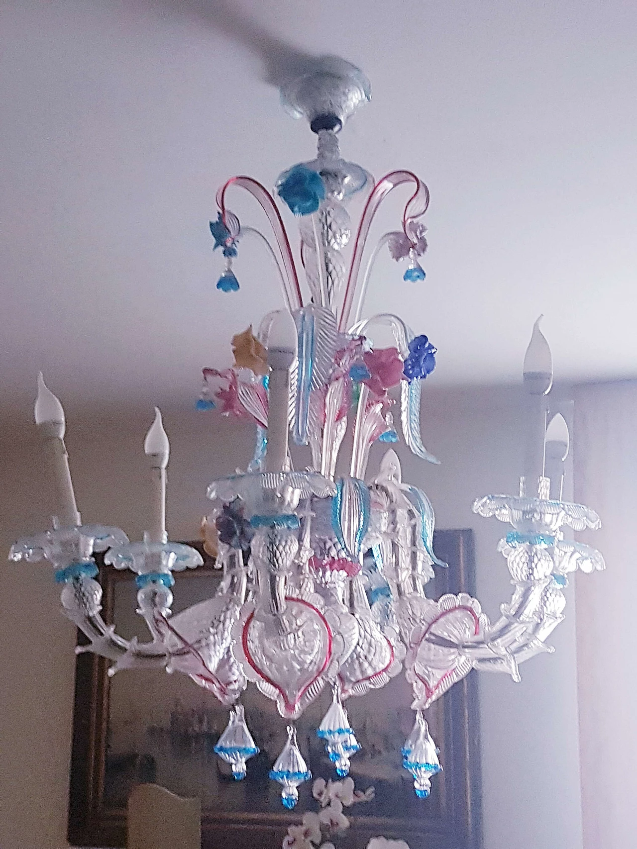 Lampadario ca' Rezzonico in vetro di Murano, '700 1450481