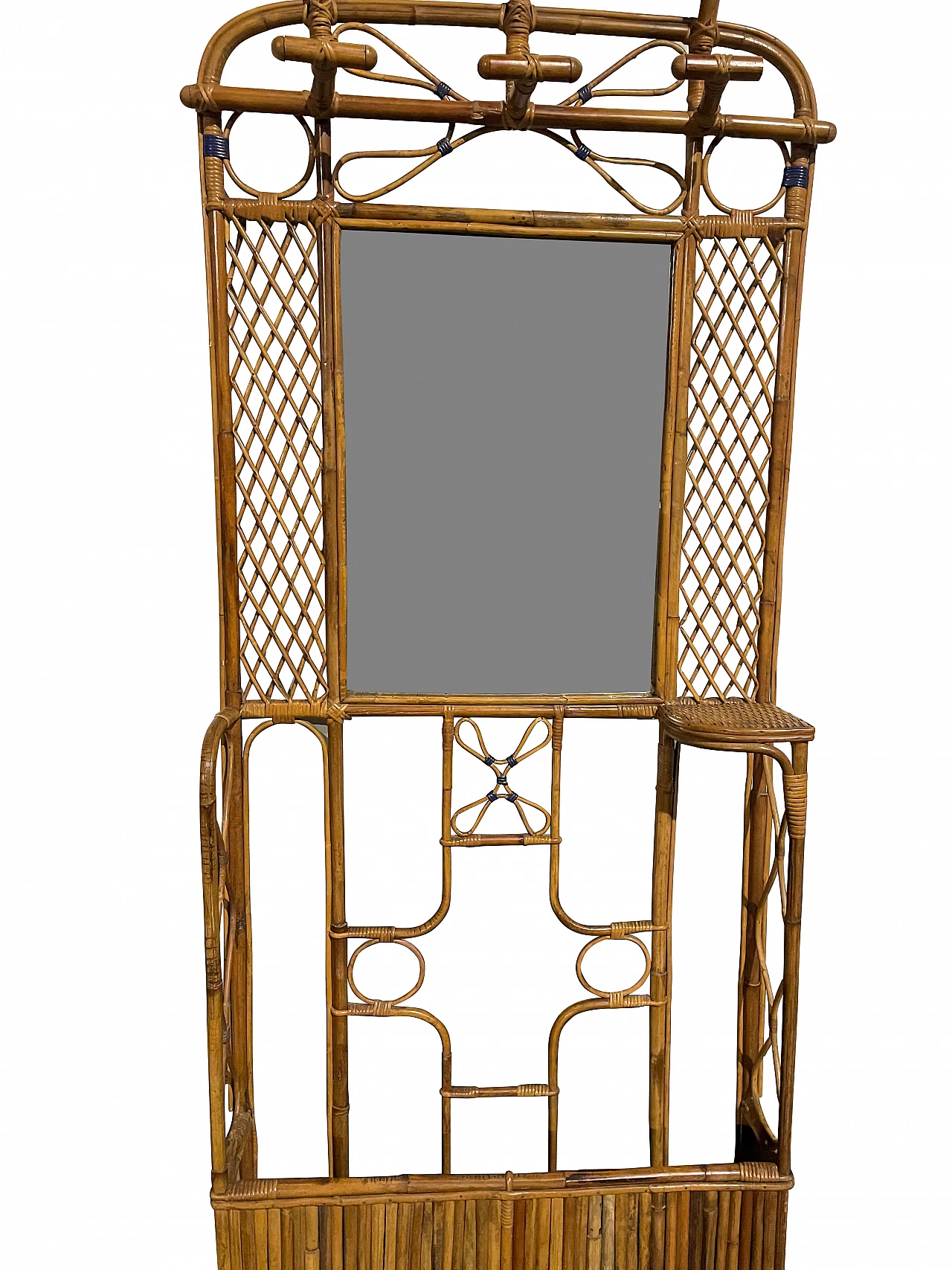 Appendiabiti in bambù con specchio, anni '50 1450500