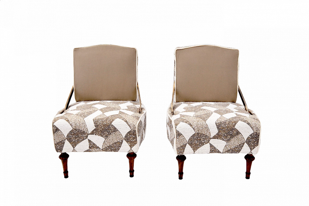 Pair of armchairs with adjustable double-faced backrest, 1940s 1451652