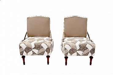 Pair of armchairs with adjustable double-faced backrest, 1940s