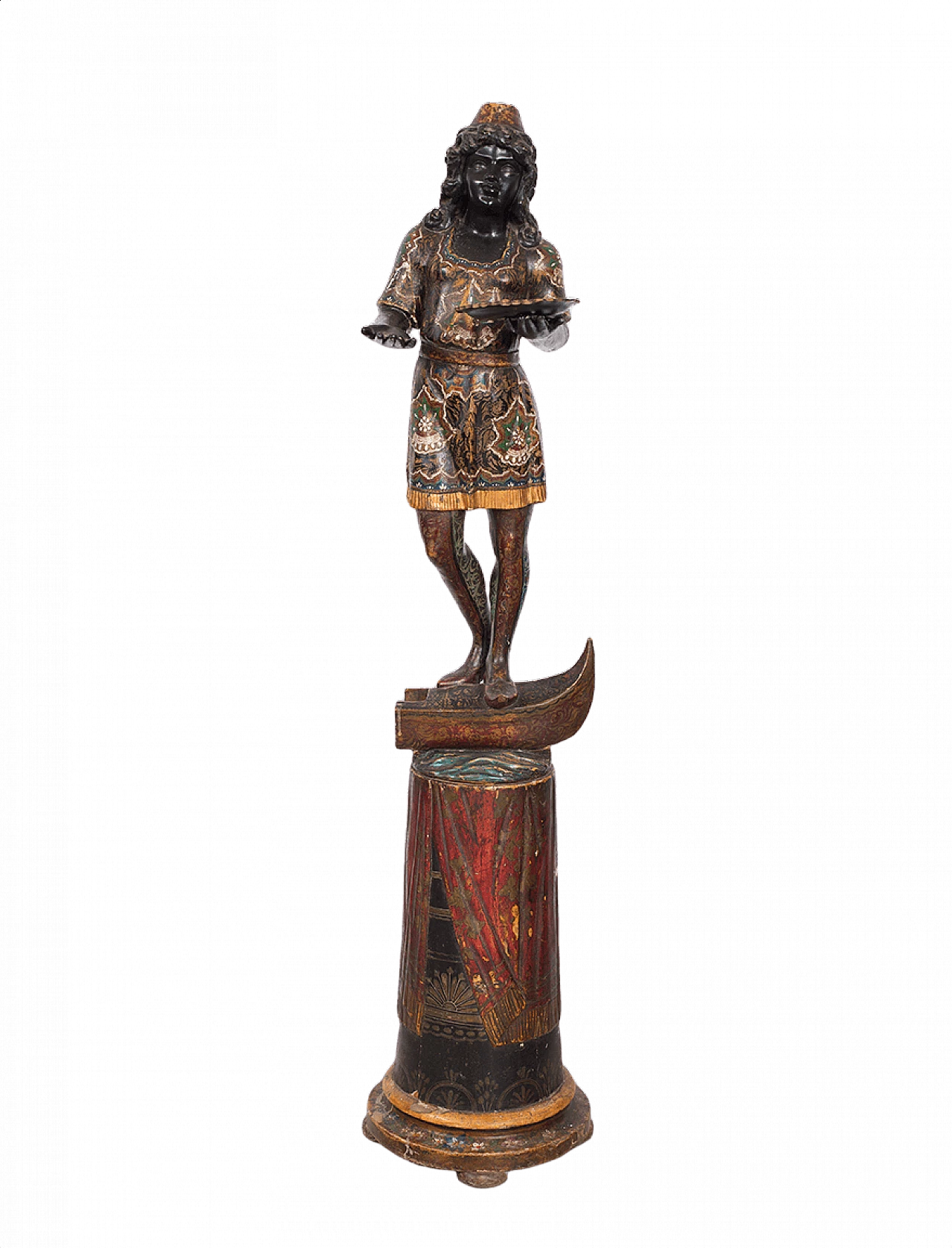 Scultura in legno policromo di moro veneziano, del '800 1451768