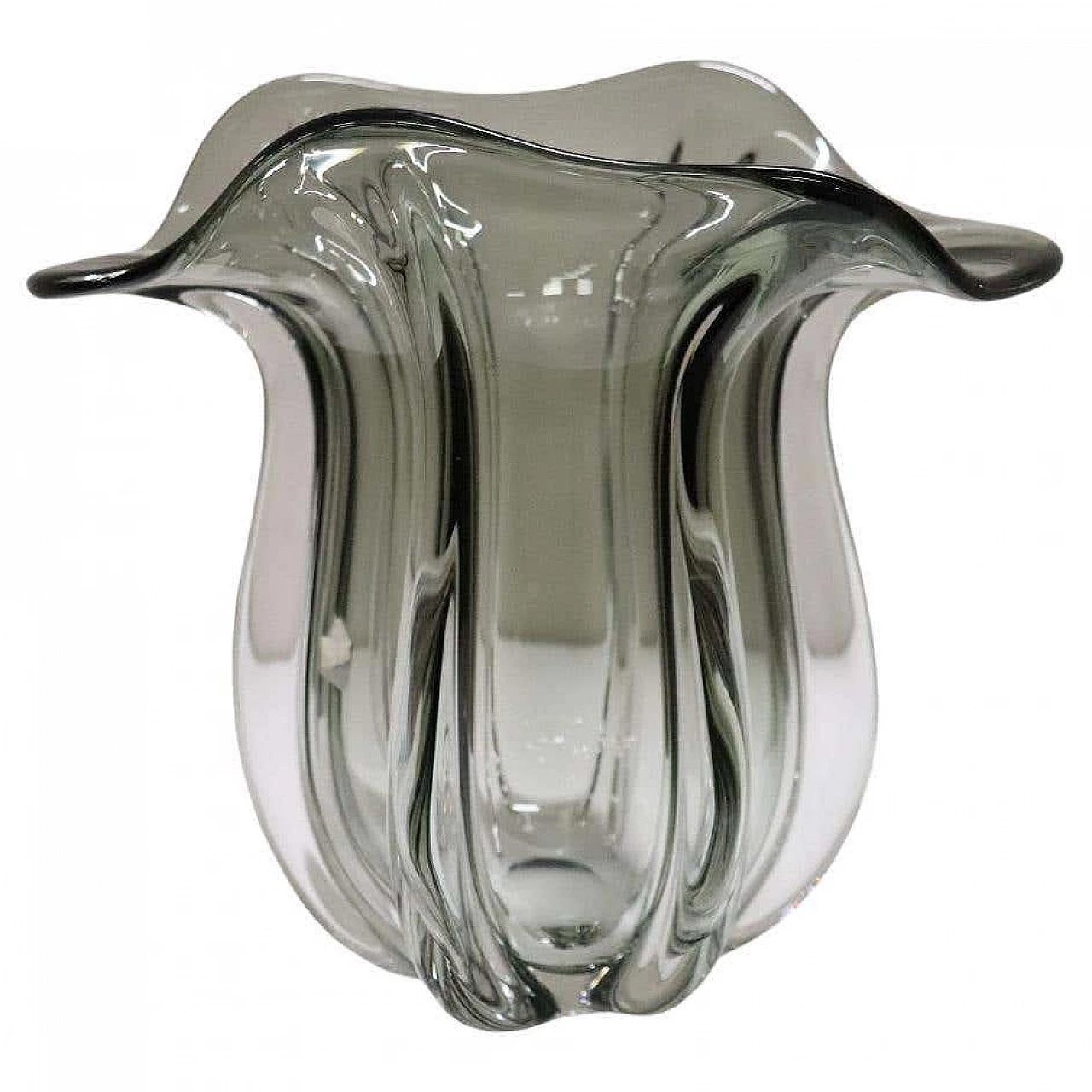 Tulip vase in smoked Murano glass, 1970s 1451797