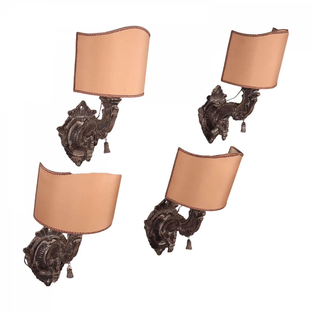 Group of four Baroque wall lights with lampshade, 18th century 1452295