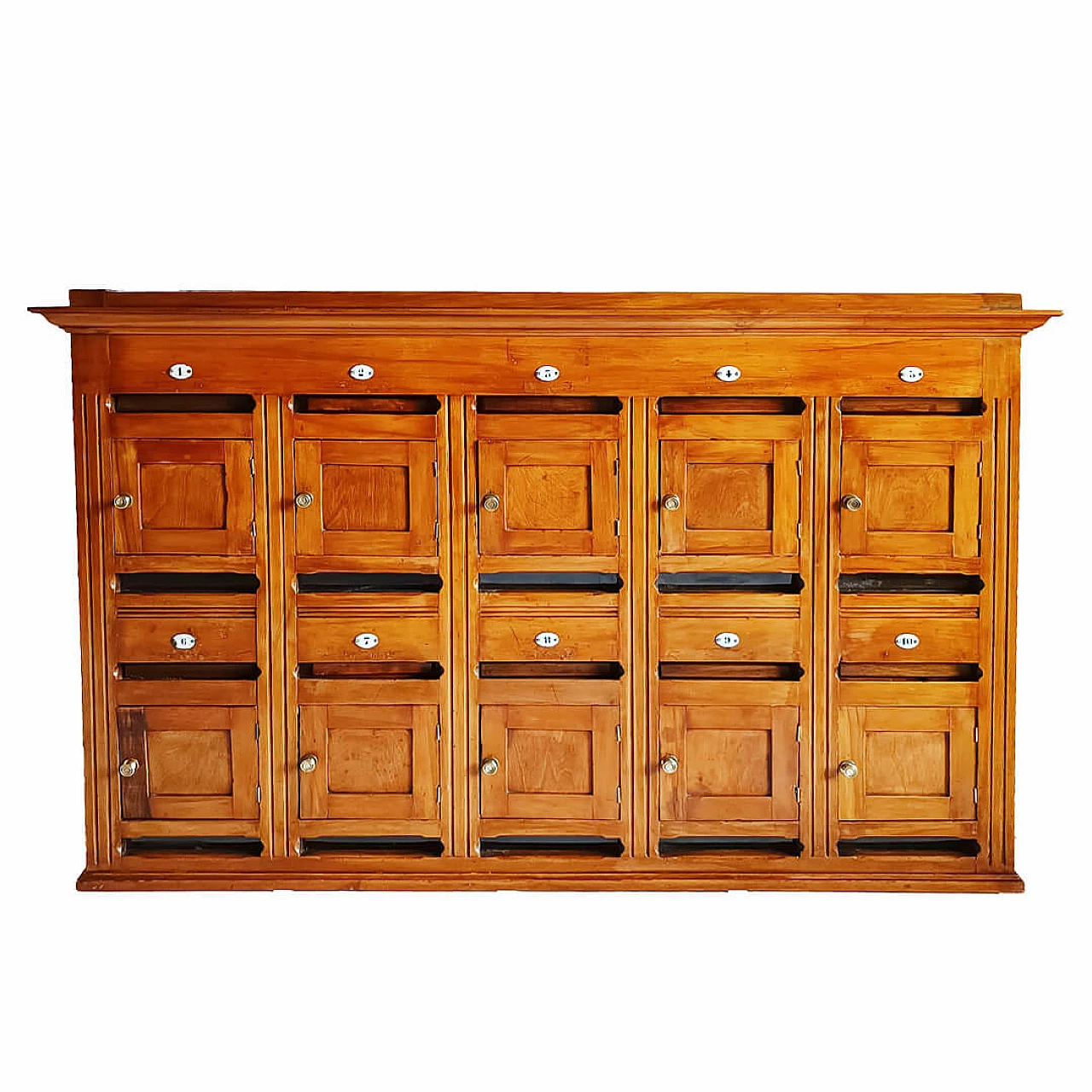 Casellario postale da parete in noce, del '900 1452567