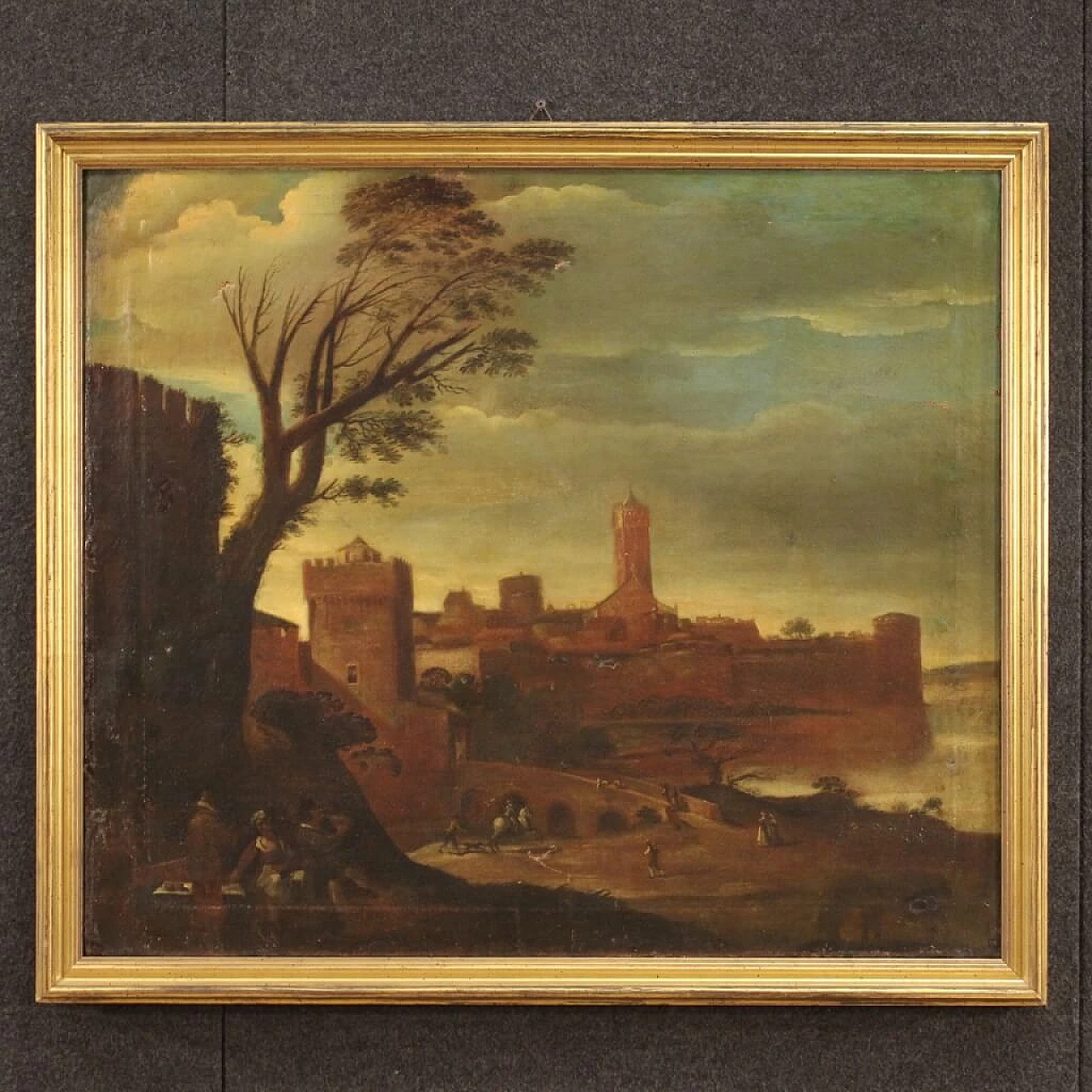 Landscape with towers, oil painting on canvas, 17th century 1452636