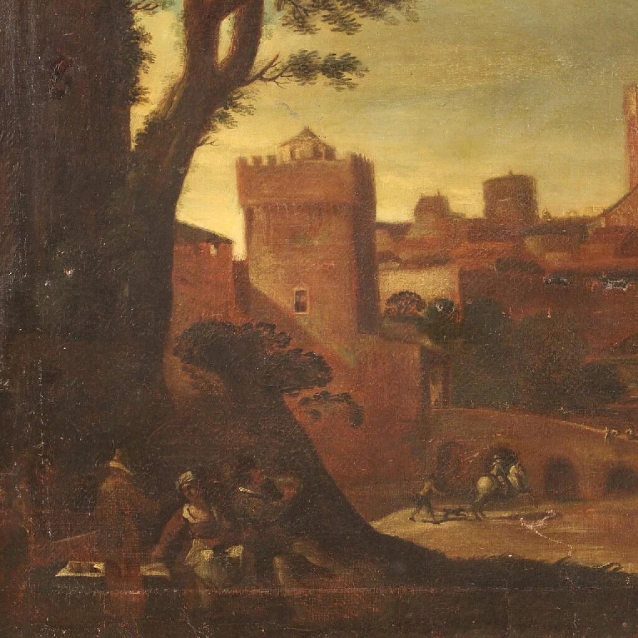 Landscape with towers, oil painting on canvas, 17th century 1452638