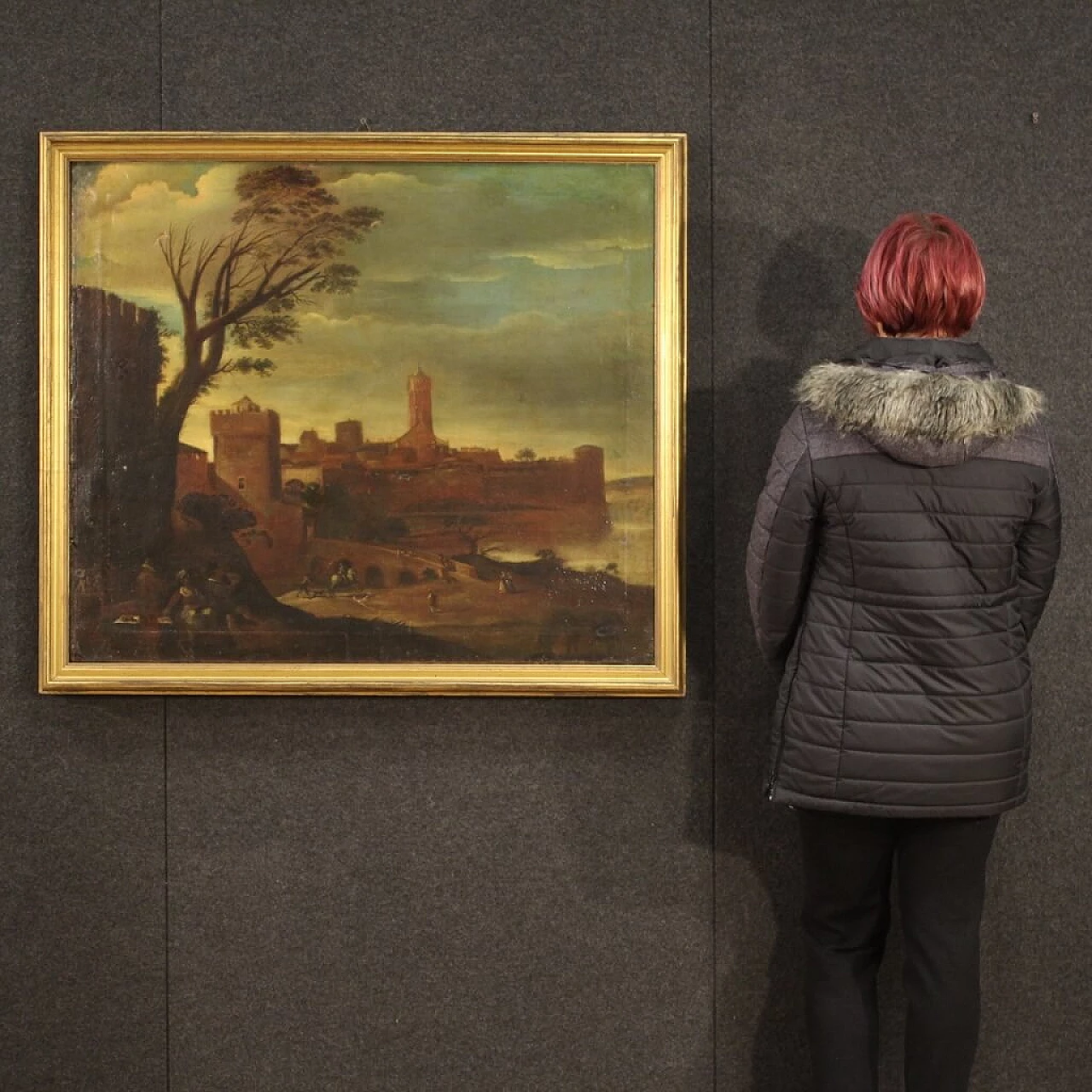 Landscape with towers, oil painting on canvas, 17th century 1452644