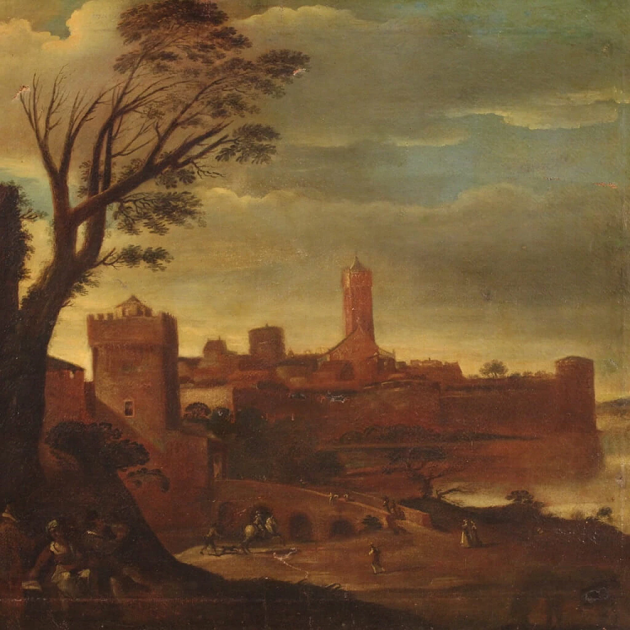 Landscape with towers, oil painting on canvas, 17th century 1452661