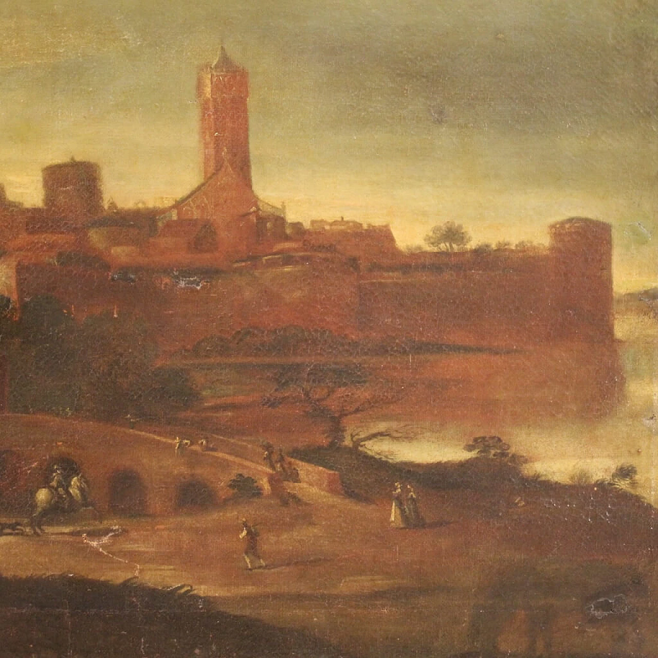 Landscape with towers, oil painting on canvas, 17th century 1452663