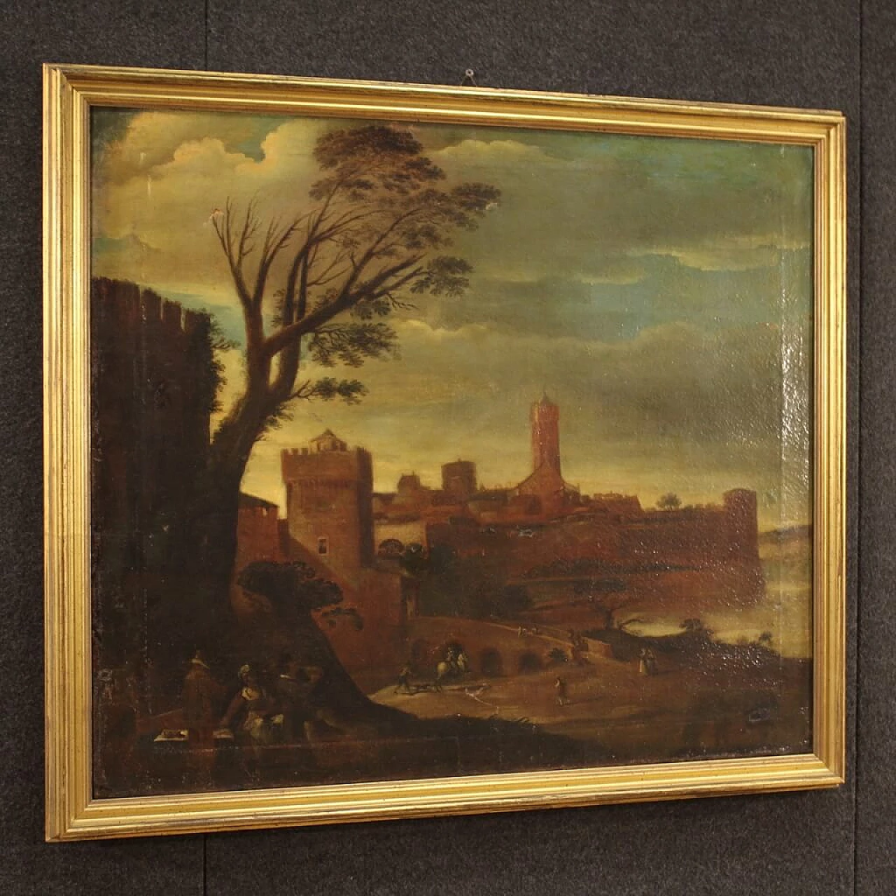 Landscape with towers, oil painting on canvas, 17th century 1452669