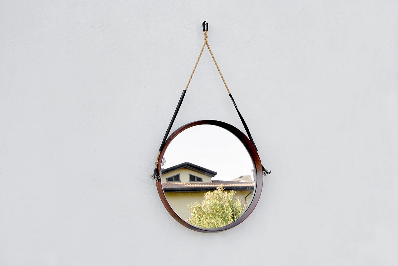 Round teak mirror, 1960s 1452697