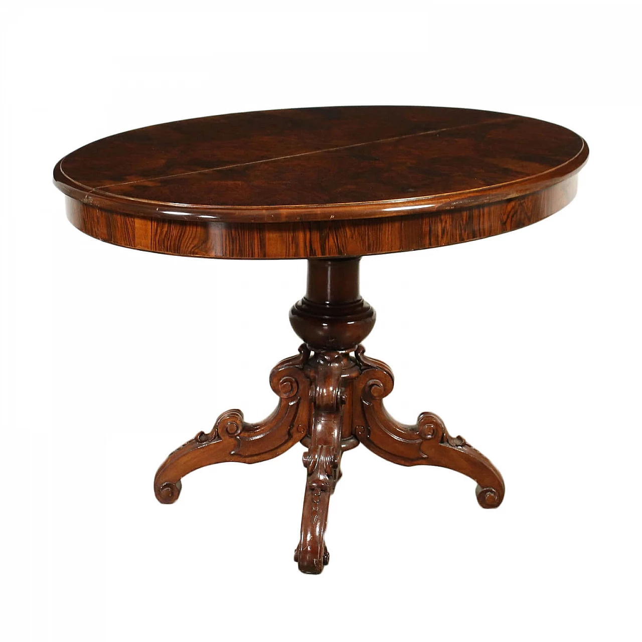Umbertine extendable table in mahogany and striped walnut, 19th Century 1453442