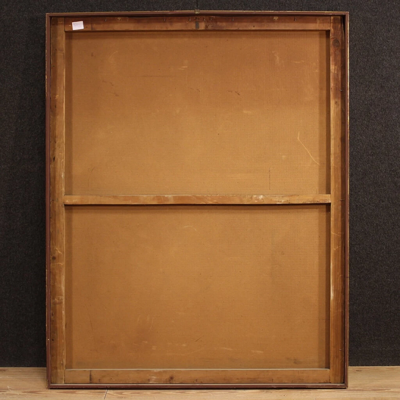 Paesaggio con personaggi rinascimentali, dipinto italiano olio su masonite, 1945 1453513