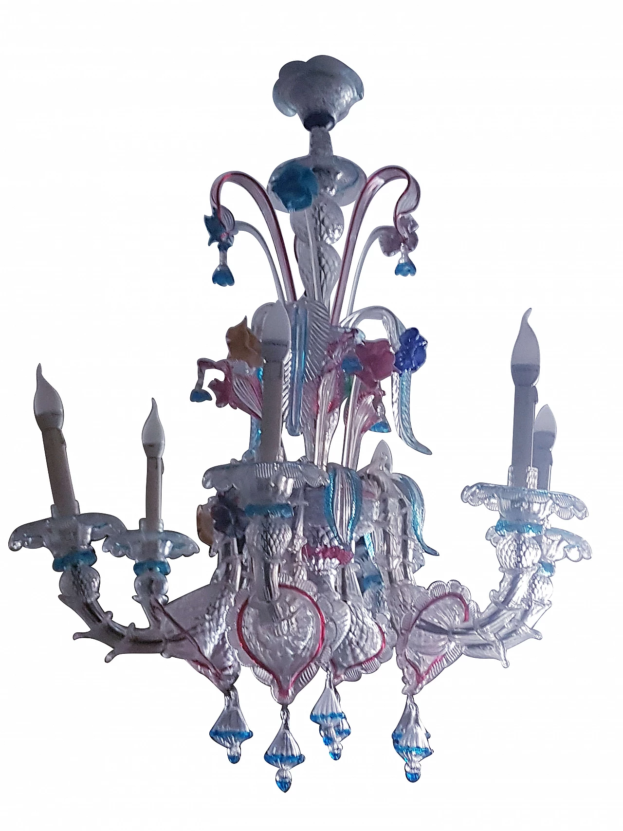 Lampadario ca' Rezzonico in vetro di Murano, '700 1453602