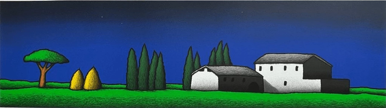 Casolari e Cipressi colour screen printing by Stefanoni 1455746