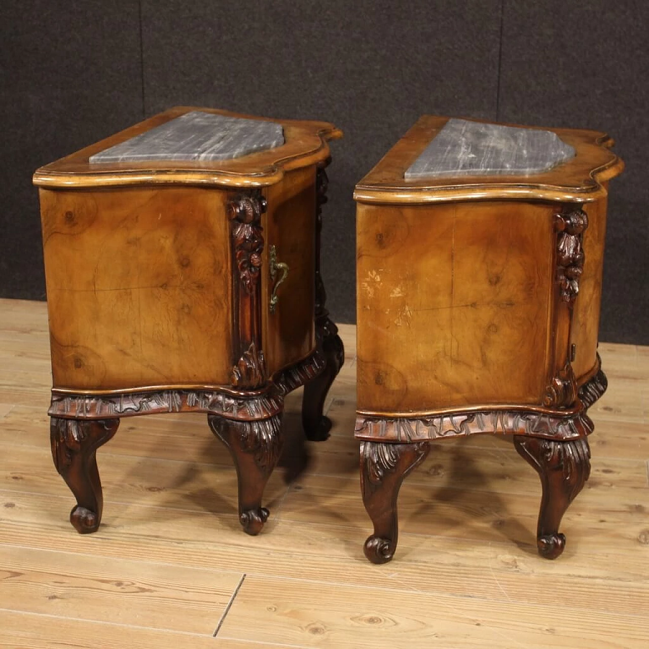 Pair of walnut and beech bedside tables, 1940s 1456121