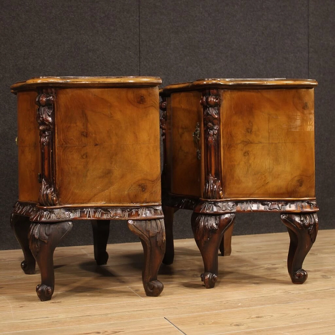Pair of walnut and beech bedside tables, 1940s 1456123