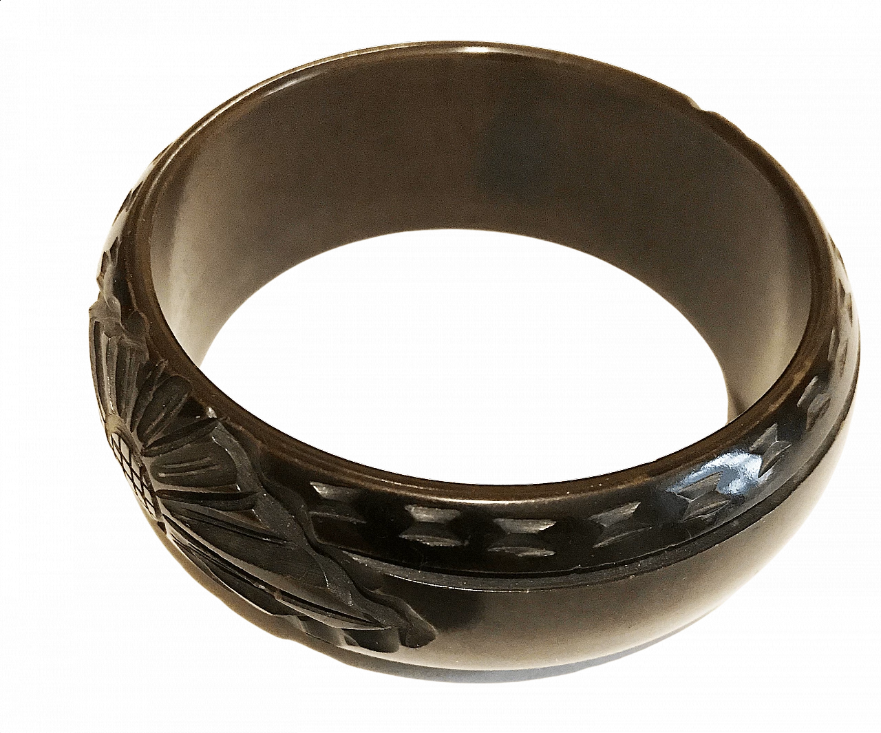 Bracelet Art Déco En Bakélite Vintage – Bijou Rétro Marron, Occasion, Matière Bakélite Authentique