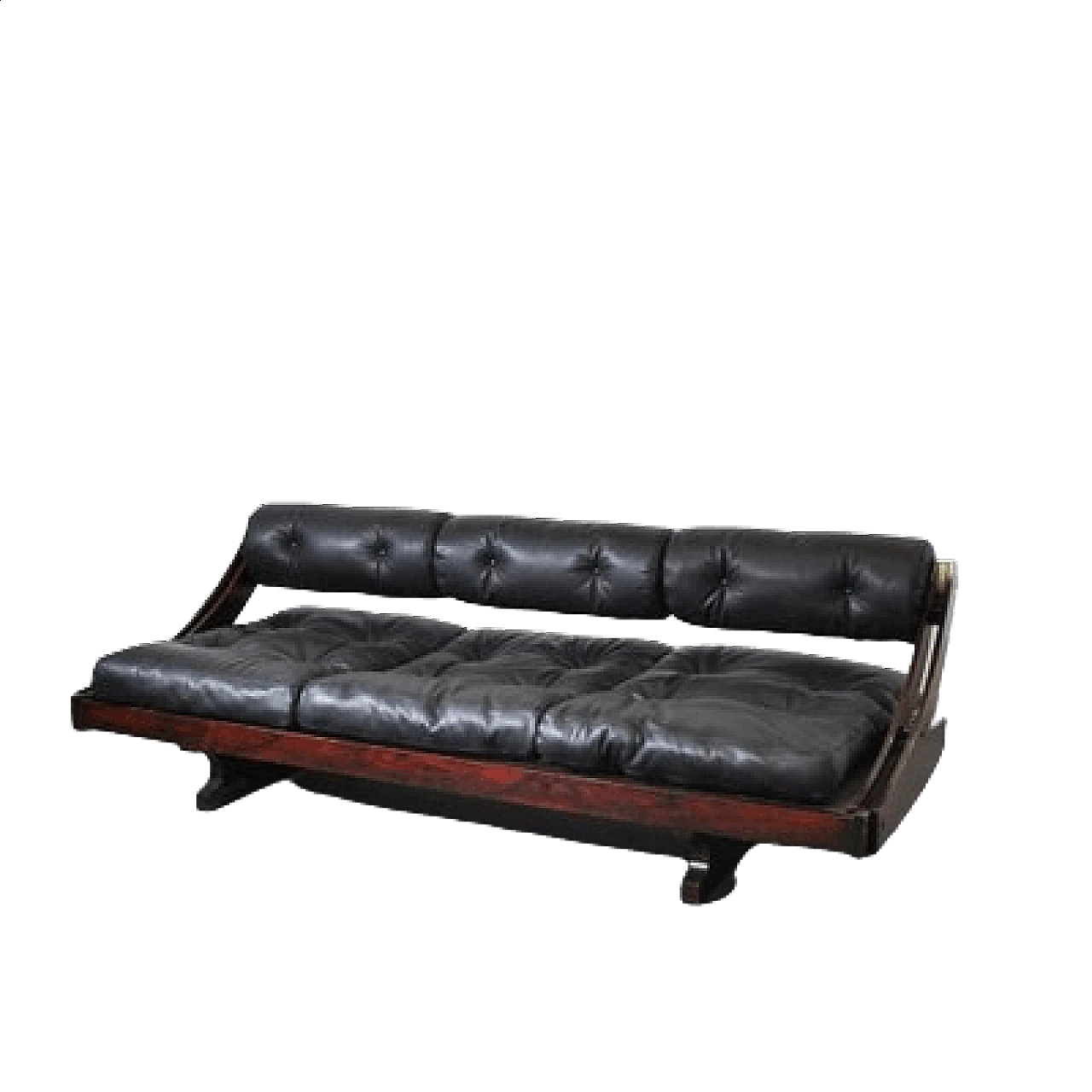 GS195 wooden and leather sofa by Gianni Songia for Luigi Sormani, 1970s 1456245