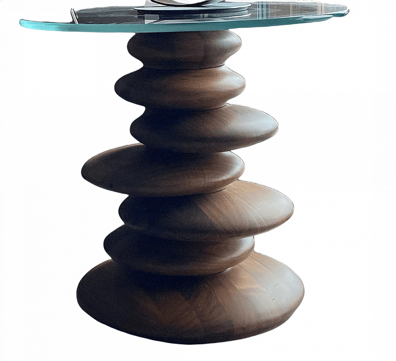 Tavolo da soggiorno rotondo in legno e cristallo 1456258