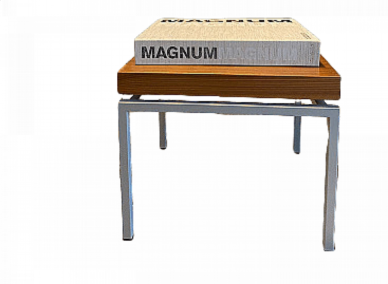 Tavolino Bauhaus in teak e alluminio satinato, anni '50 1456264