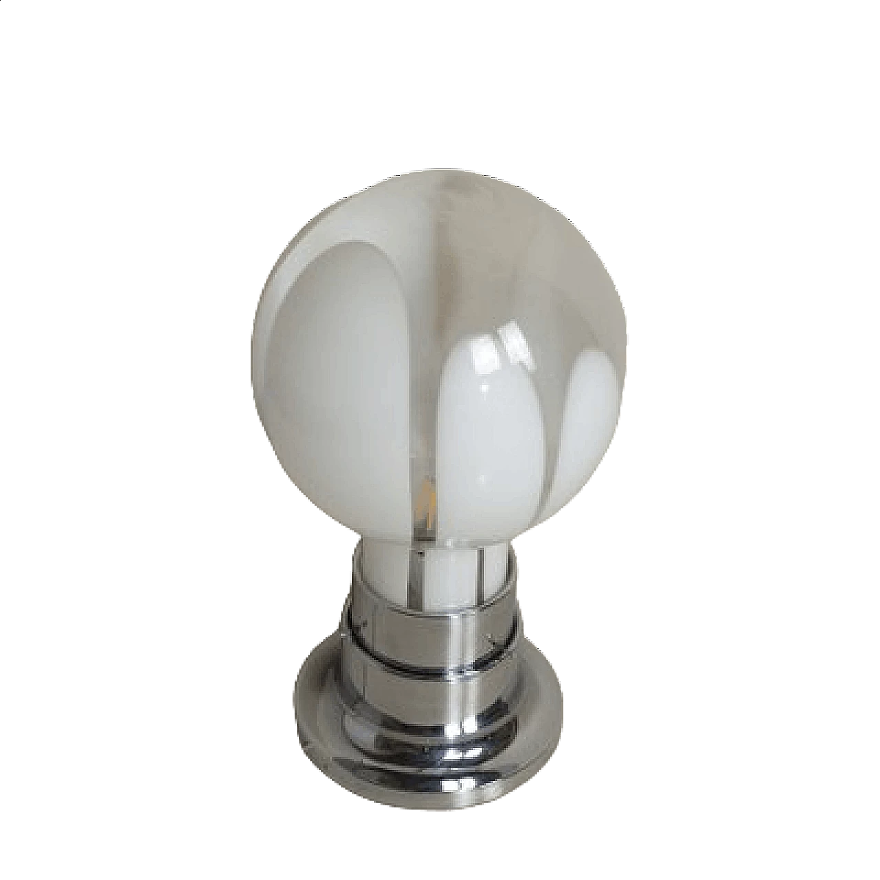 Mazzega steel table lamp with frosted glass sphere, 1970s 1456265