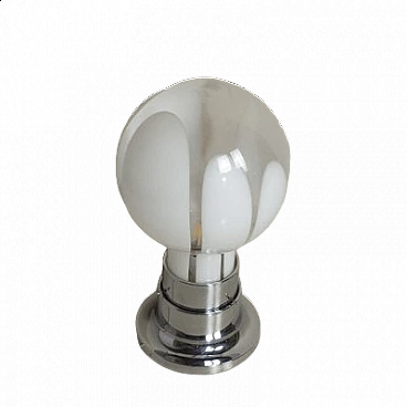 Mazzega steel table lamp with frosted glass sphere, 1970s