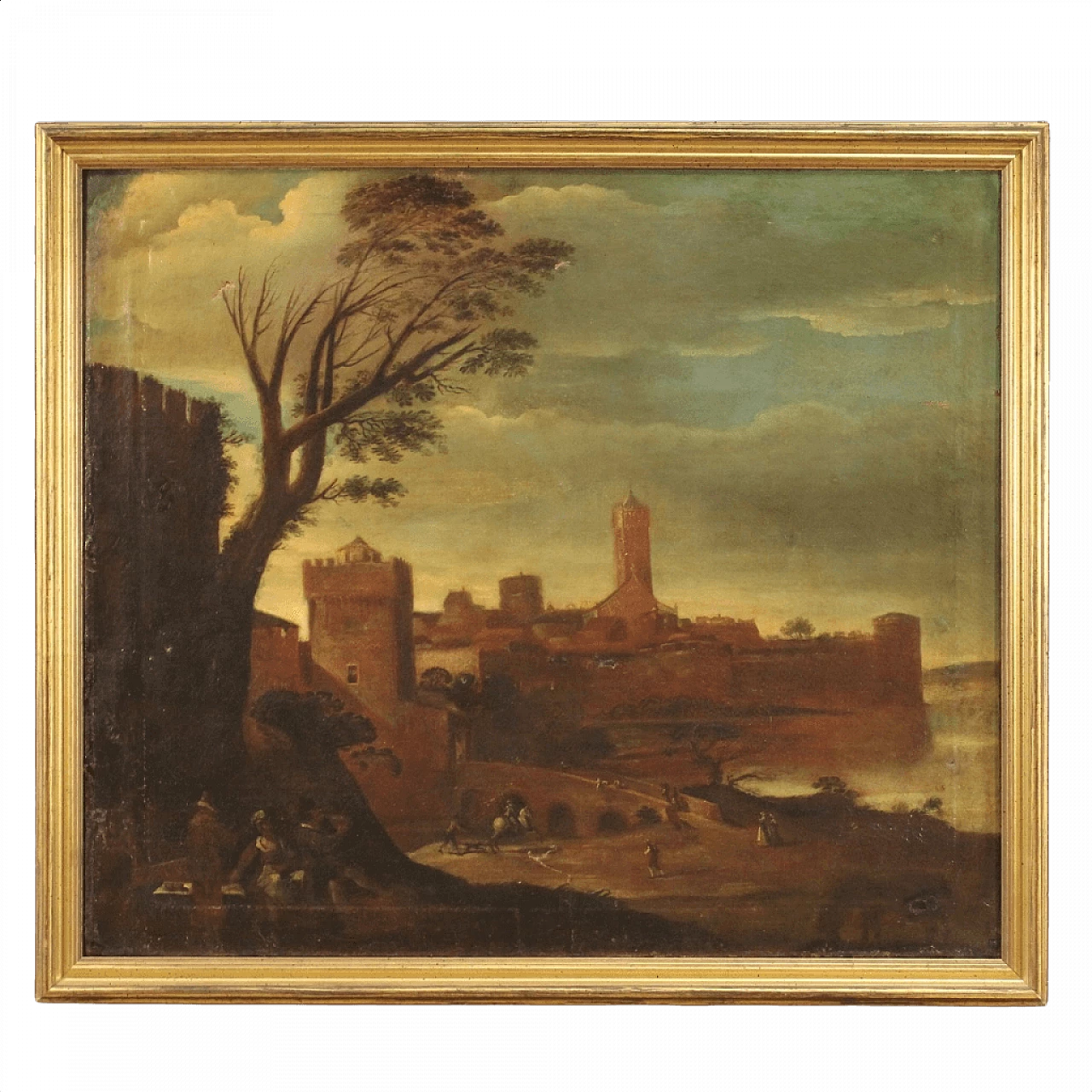 Landscape with towers, oil painting on canvas, 17th century 1456579