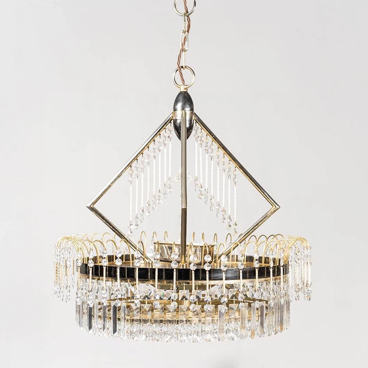 6 lights chandelier in metal and brass, 1970s 1456580