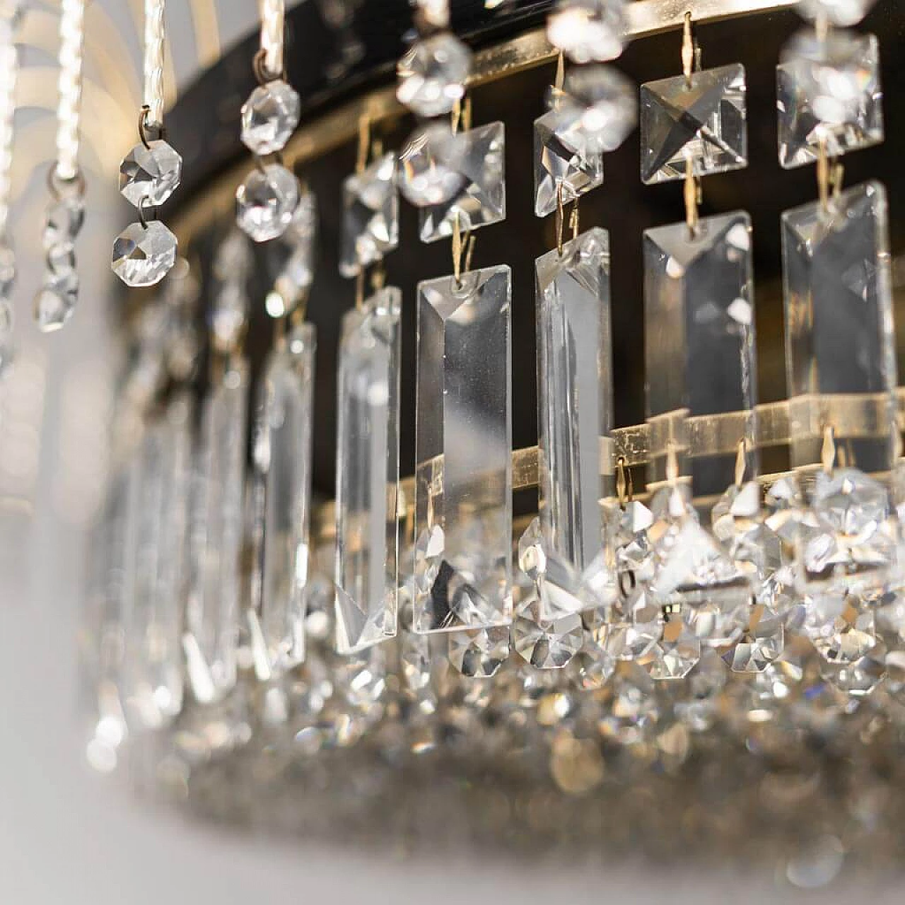 6 lights chandelier in metal and brass, 1970s 1456581