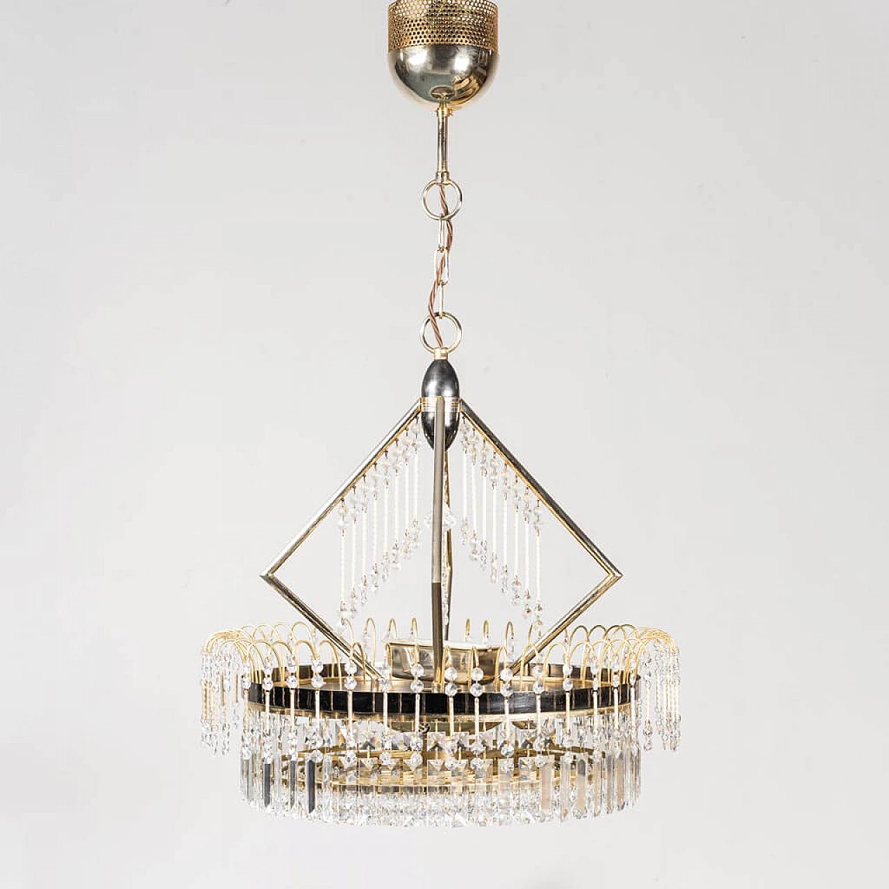 6 lights chandelier in metal and brass, 1970s 1456582