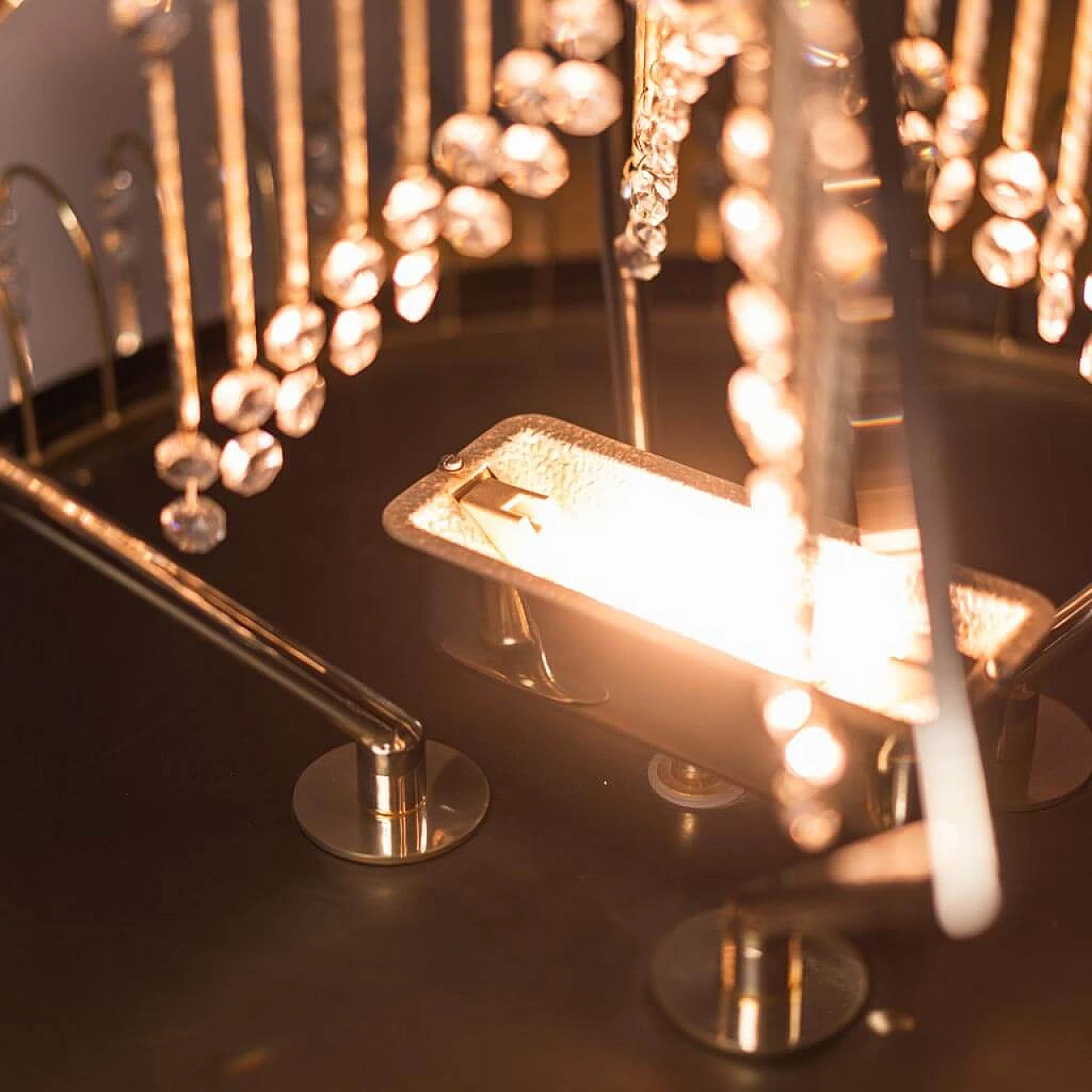 6 lights chandelier in metal and brass, 1970s 1456585