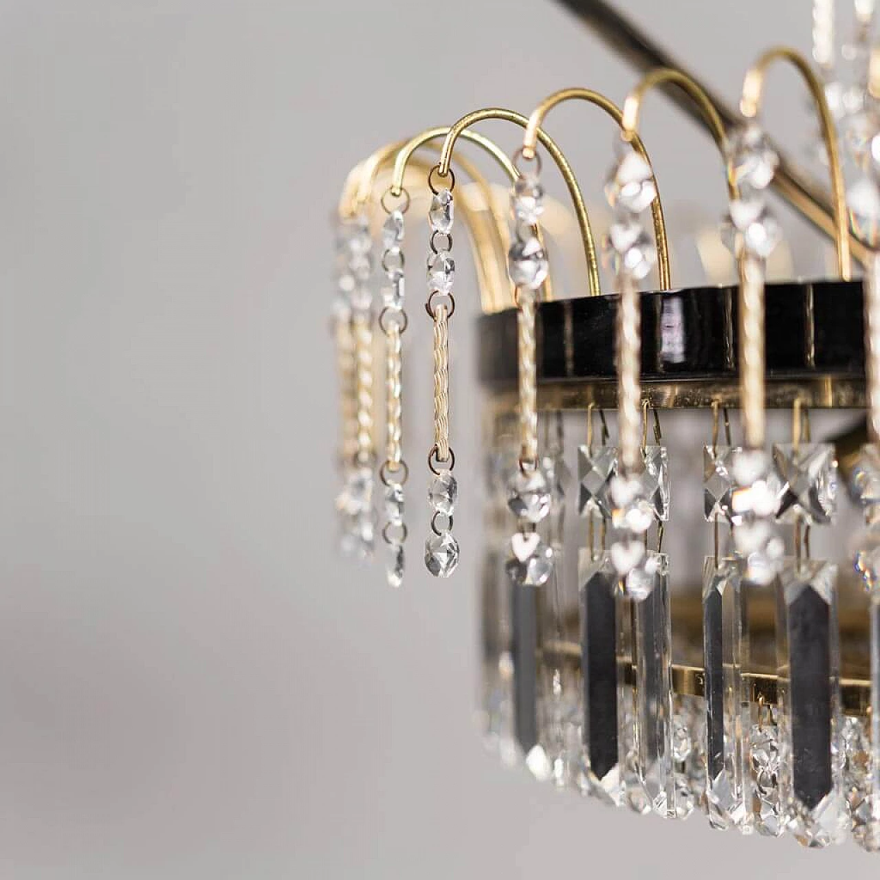 6 lights chandelier in metal and brass, 1970s 1456586