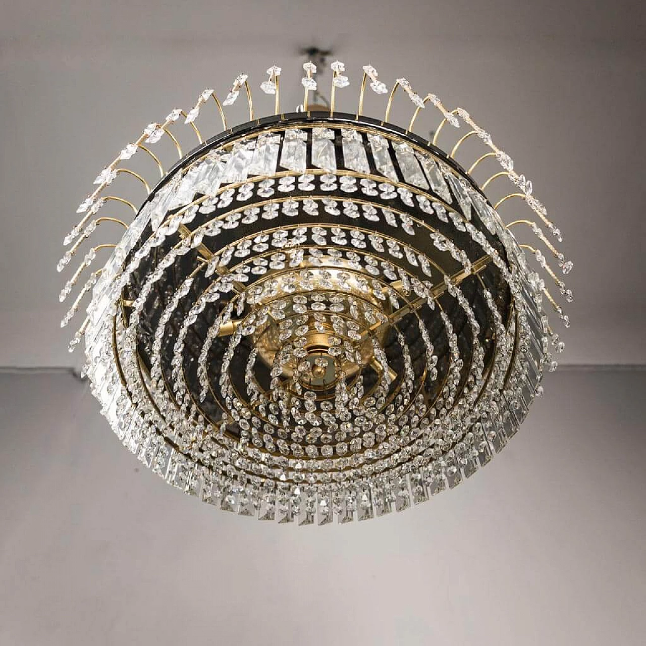 6 lights chandelier in metal and brass, 1970s 1456587