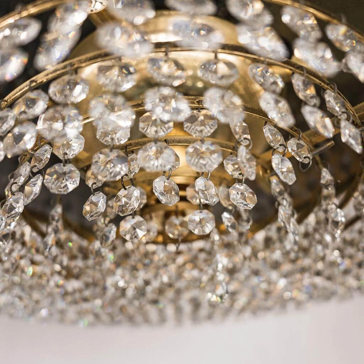 6 lights chandelier in metal and brass, 1970s 1456588