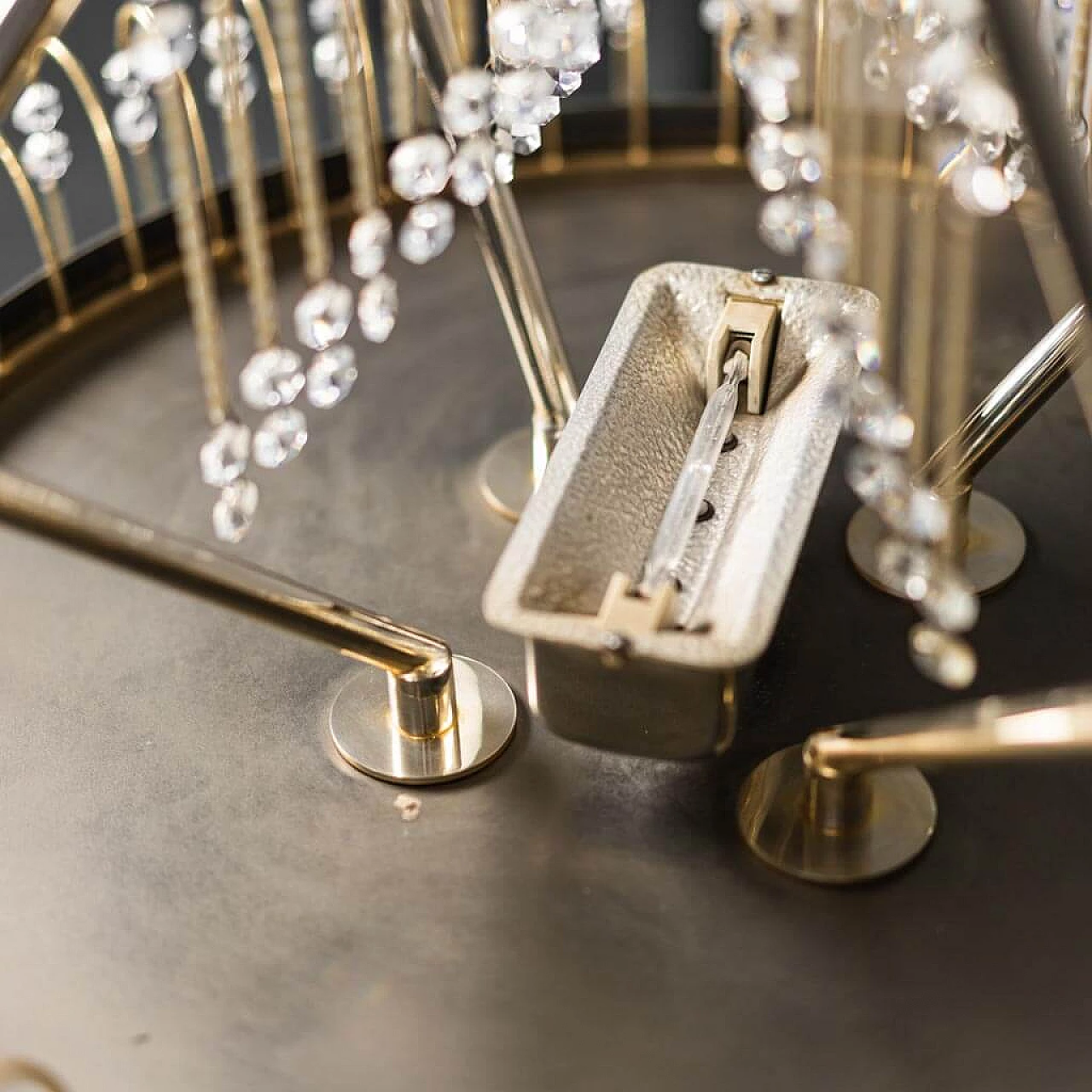 6 lights chandelier in metal and brass, 1970s 1456589